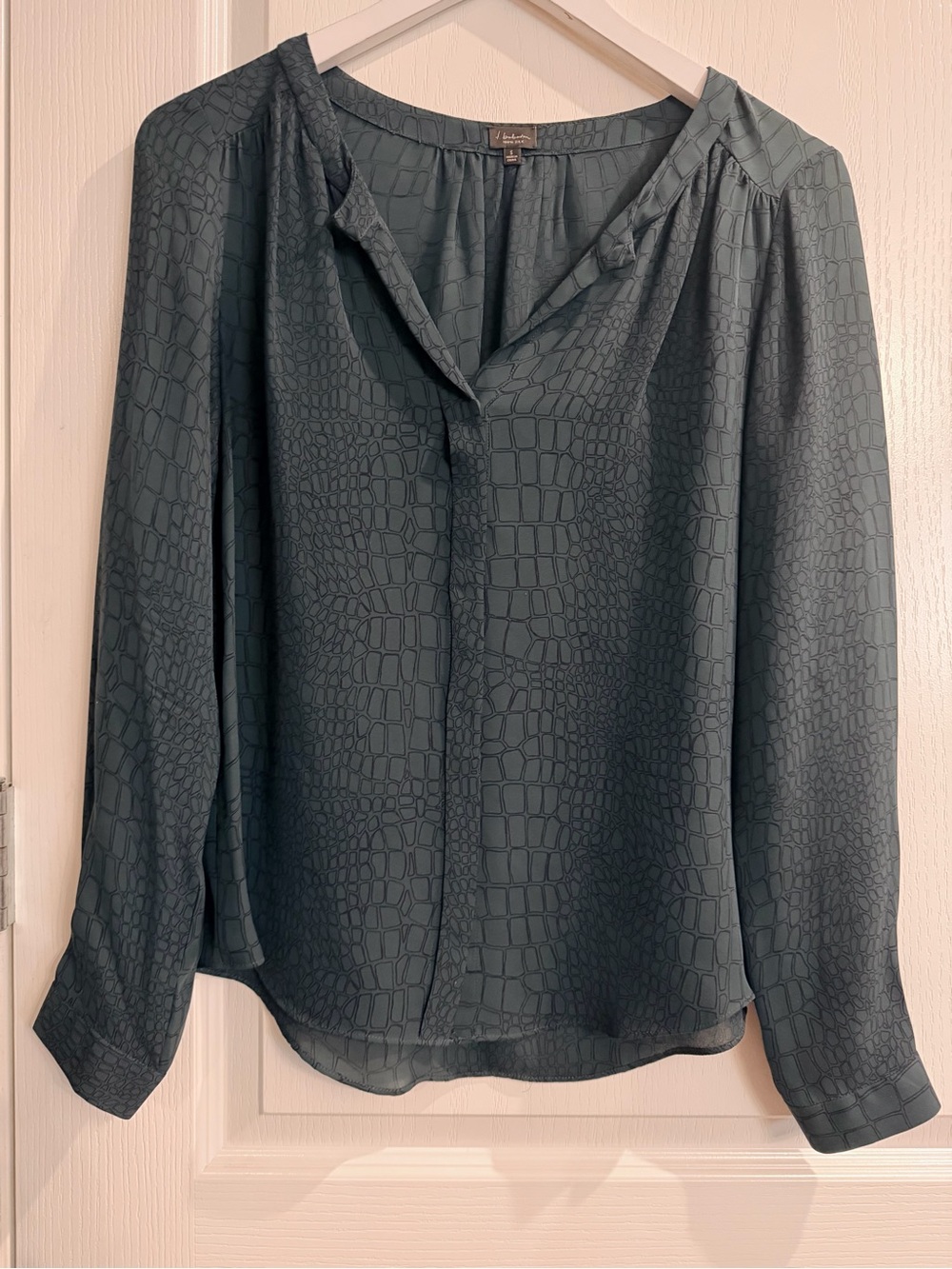 Babaton Teal Blue Silk Blouse